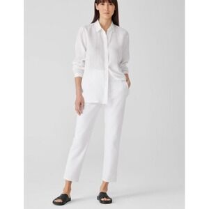 Eileen Fisher Cotton Blend Ponte High Waisted Slim Pant XL White Organic Cotton